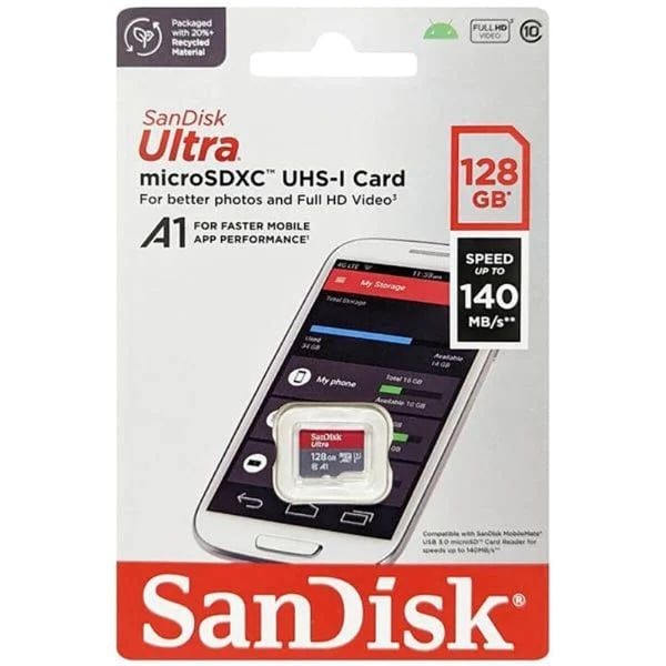 SanDisk 128GB V10 Ultra MicroSDXC 100MB/s UHS-I Hafıza Kartı