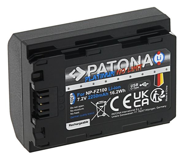 PATONA 1360 Platinum Battery f. Sony NP-FZ100 with USB-C Input