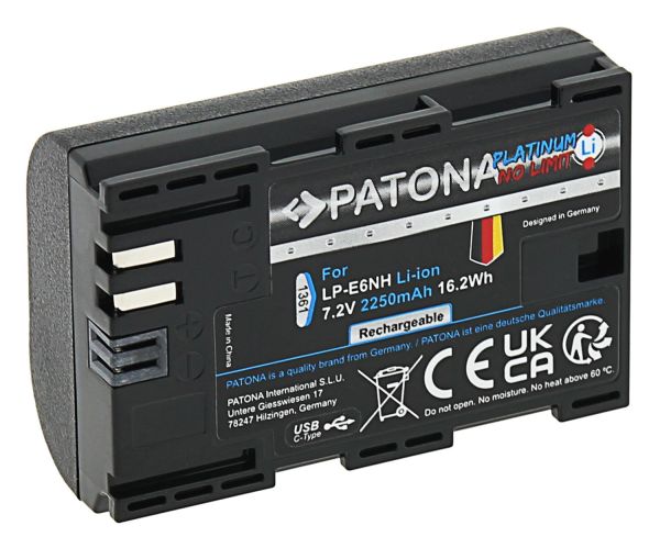 PATONA 1361 Platinum Battery with USB-C Input f. Canon LP-E6NH (MARK II İLE UYUMLU DEĞİL)