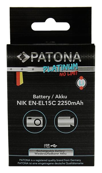 PATONA 1363 Platinum Battery with USB-C Input f. Nikon EN-EL15C