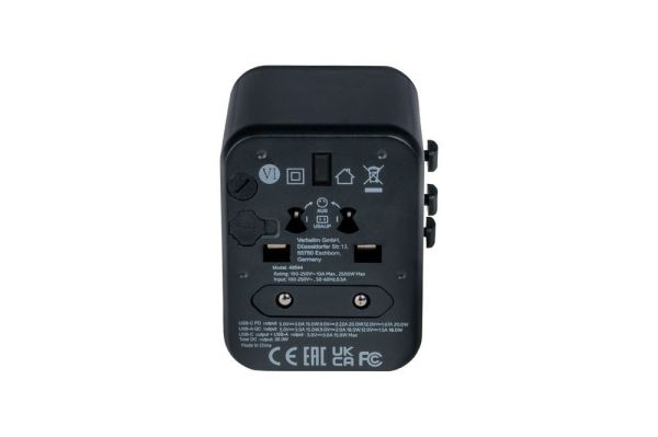VERBATIM 49544 - UTA-02 UNIVERSAL TRAVEL ADAPTER PD20W / QC / 1xUSB / 1xType-C