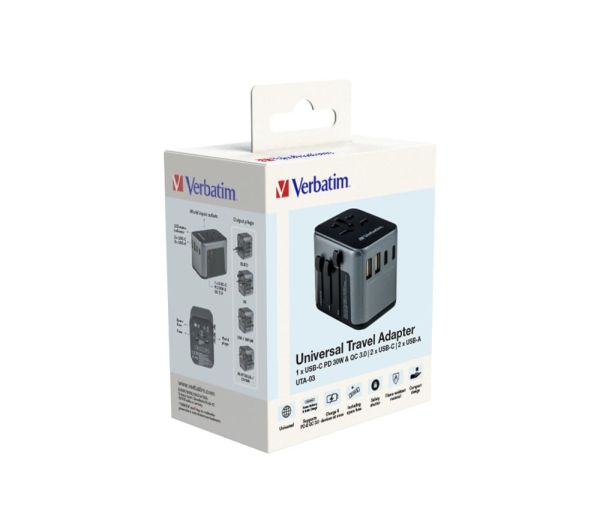 VERBATIM 49545 - UTA-03 Evrensel Seyahat Adaptörü PD30W