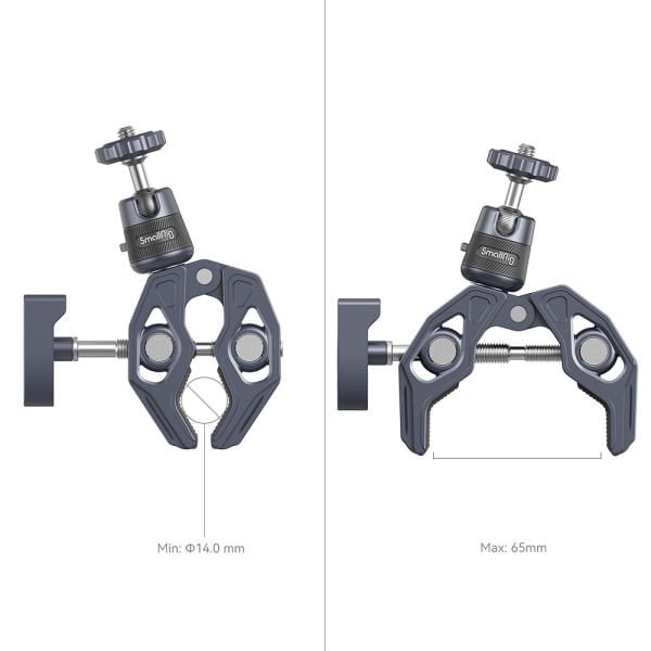SmallRig 4102B Aksiyon Kameraları için 360° Küresel Başlık Montajlı  Süper Kelepçe