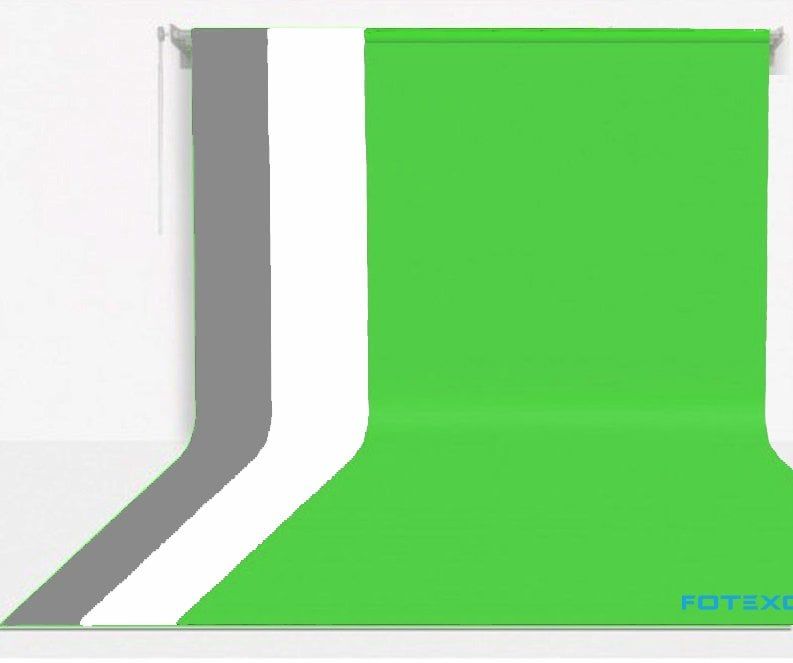 Fotexon  Kumaş Üzerine Boyama Yeşil Gri Beyaz  Fon  Seti 270 x 580 cm