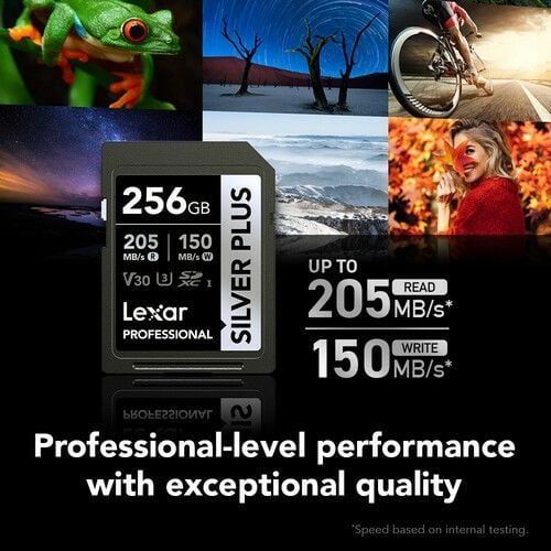 Lexar Professional 256GB 205 MB/s Silver Plus SD Hafıza Kartı