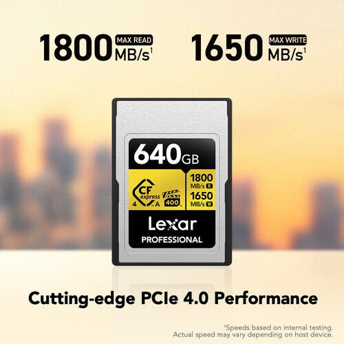 Lexar 640B Professional GOLD CFexpress 4.0 Type A Hafıza Kartı 1800 MB/s Read  1650 MB/s Write
