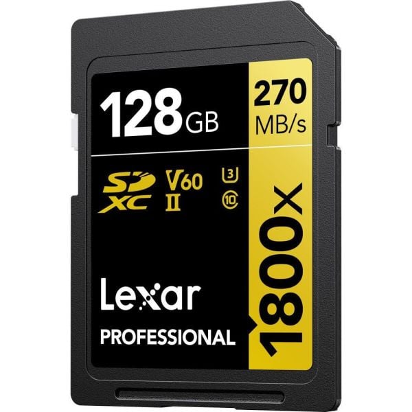 Lexar  SD 128GB Profesyonel 1800x UHS-II SDXC Hafıza Kartı (GOLD Serisi)