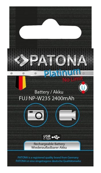 PATONA 1371 Platinum Battery with USB-C Input Fuji FinePix NP-W235 xT-4 XT4