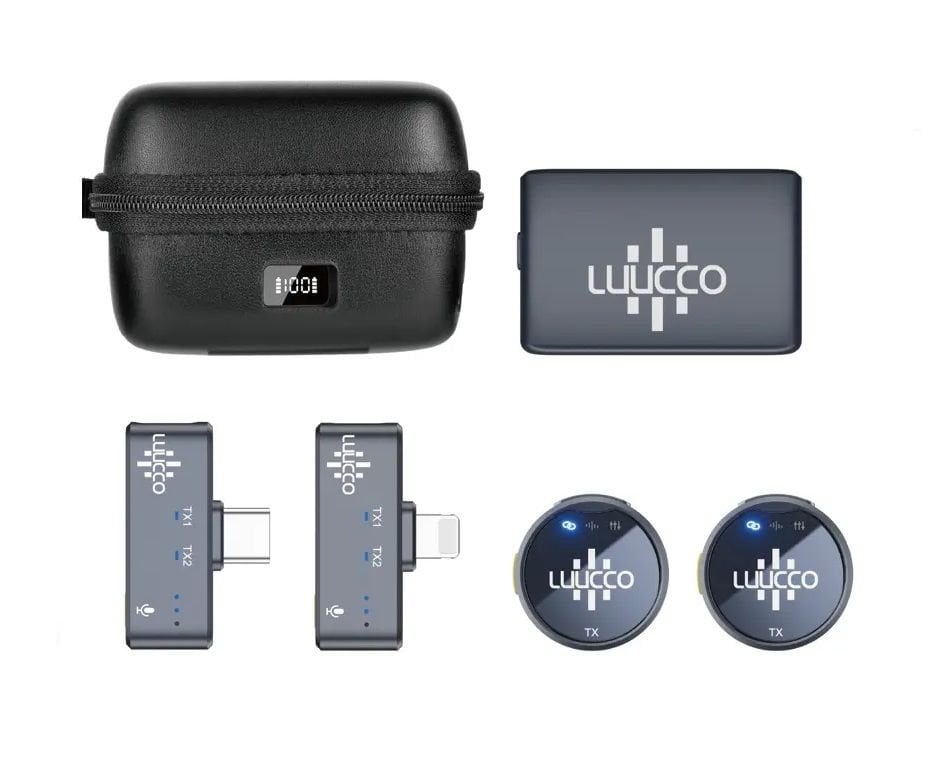 LUUCCO AirWave K2 Combo  Kamera ve Telefon için  2 Kişilik Kablosuz Yaka Mikrofonu
