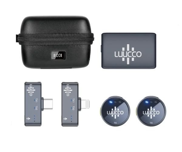 LUUCCO AirWave K2 Combo  Kamera ve Telefon için  2 Kişilik Kablosuz Yaka Mikrofonu