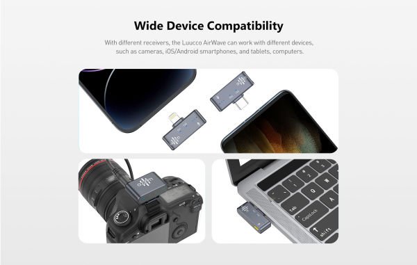 LUUCCO AirWave K2 Combo  Kamera ve Telefon için  2 Kişilik Kablosuz Yaka Mikrofonu