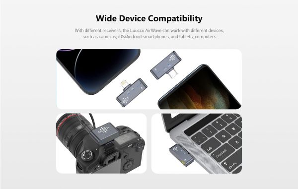 LUUCCO AirWave K2 Kamera için 2 Kişilik Kablosuz Yaka Mikrofonu