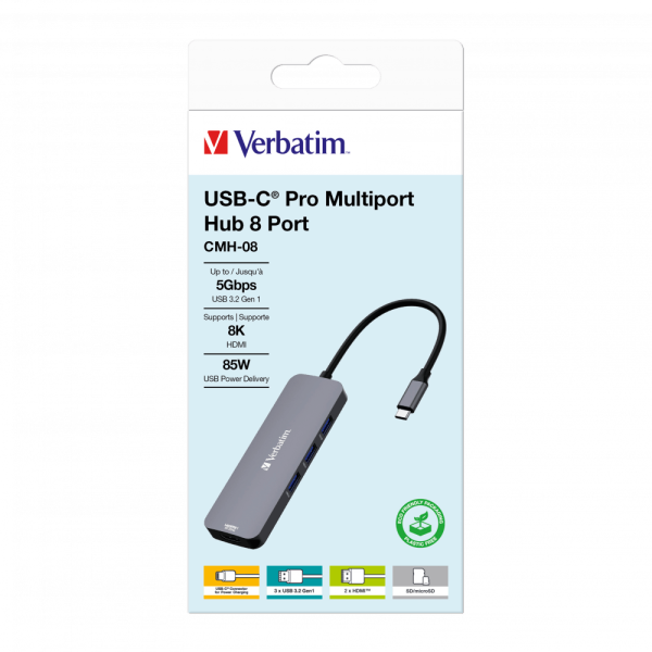 VERBATIM 32151 USB-C PRO 8 PORT HUB CMH-08