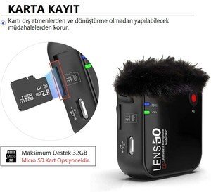 Lensgo 348C Siyah 1V1 Kablosuz Tekli Mikrofon Seti