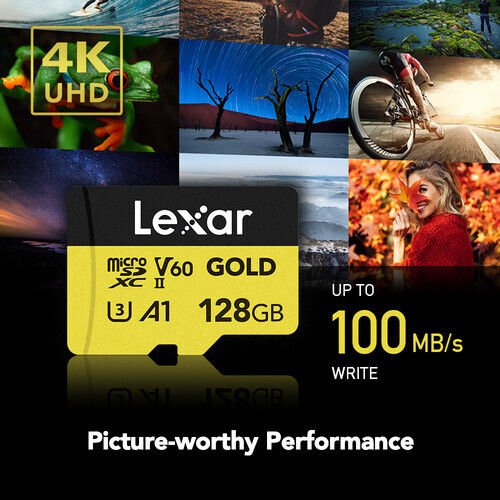Lexar 128GB 280 MB/s UHS-II / V60 / U3 MicroSD Hafıza Kartı (Gold Serisi)