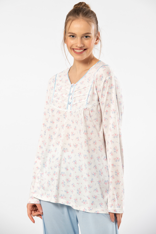 Türen Empirme Patlı Battal Uzun Kollu Pijama Takımı