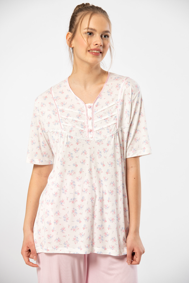 Türen Empirme Patlı Battal Kısa Kollu Pijama Takımı