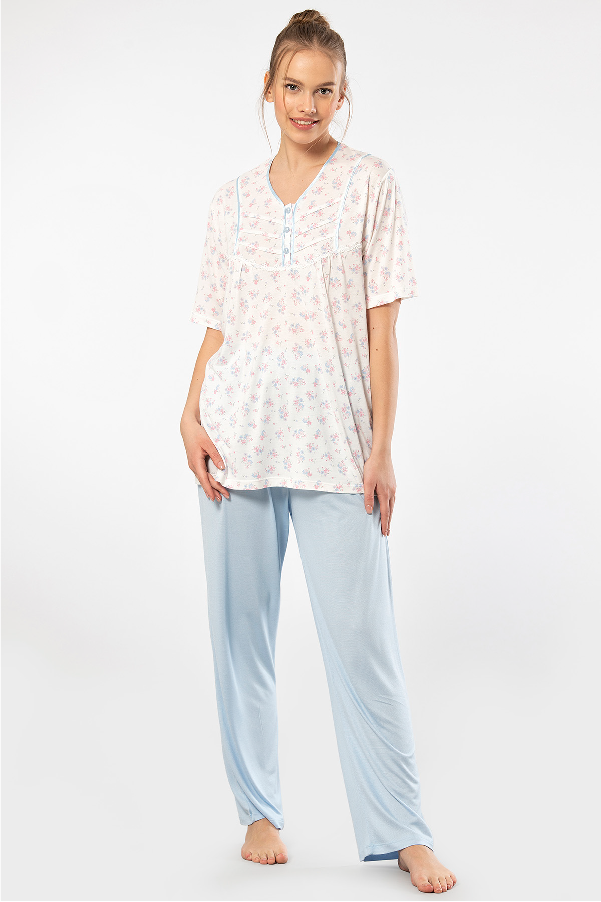 Türen Empirme Patlı Battal Kısa Kollu Pijama Takımı