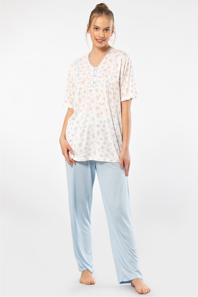 Türen Empirme Patlı Battal Kısa Kollu Pijama Takımı