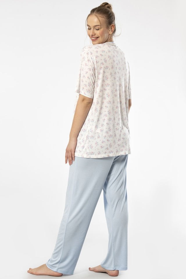 Türen Empirme Düğmeli Battal Kısa Kollu Pijama Takımı