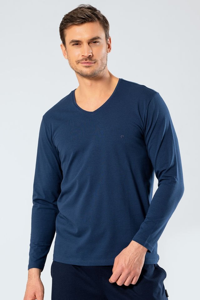 Cacharel Erkek V Yaka Uzun Kollu T-Shirt