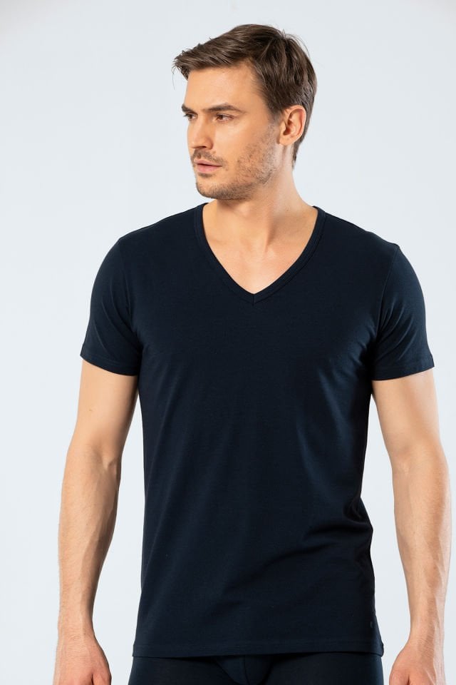 Cacharel Erkek Derin V Yaka Likralı T-shirt