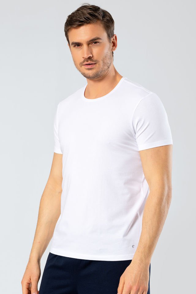 Cacharel Erkek Bisiklet Yaka Likralı T-shirt