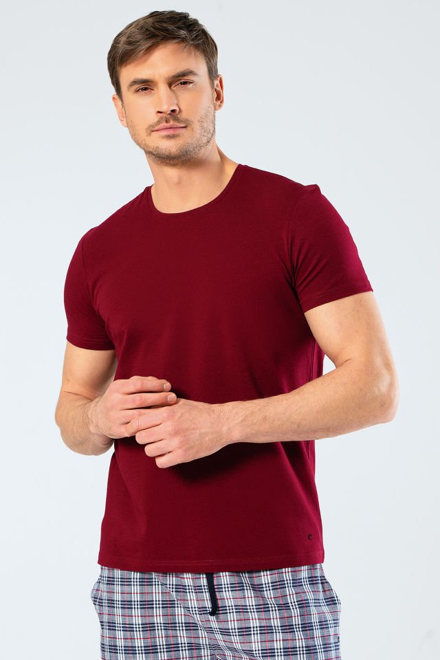 Cacharel Erkek Bisiklet Yaka Likralı T-shirt