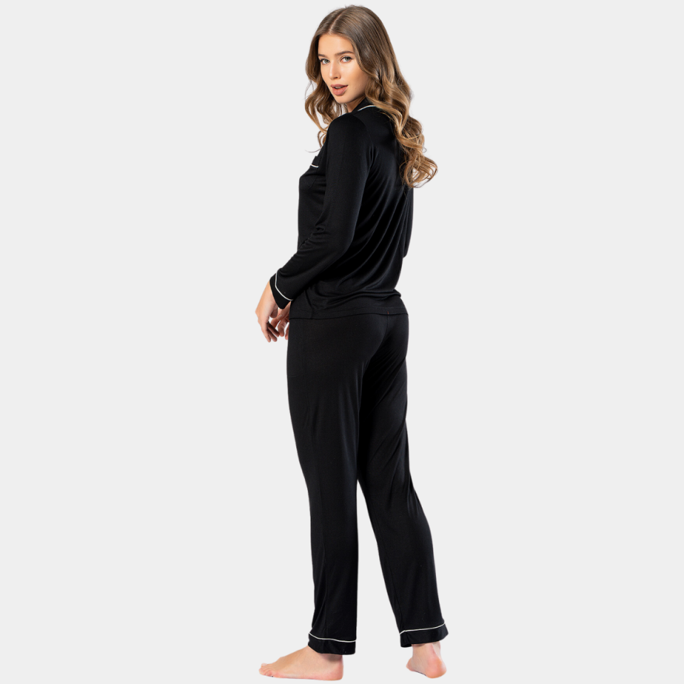 Türen Kadın Uzun Kol Gömlek Yaka Pijama Takım