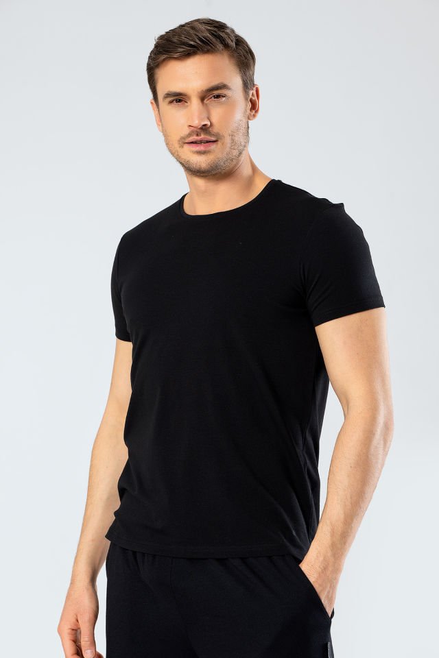 Cacharel Erkek Bisiklet Yaka Likralı T-shirt
