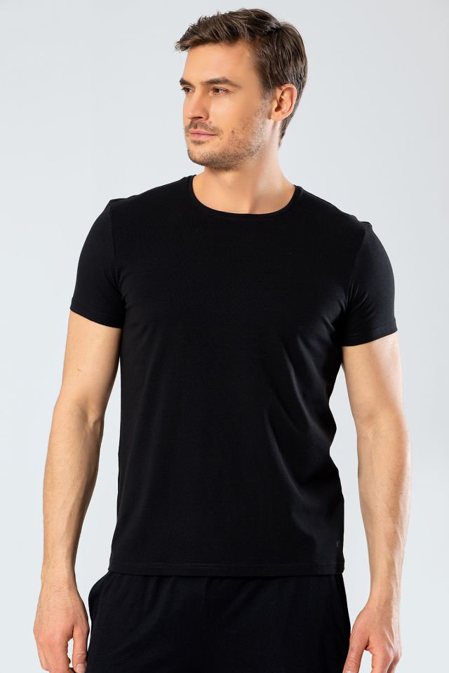 Cacharel Erkek Bisiklet Yaka Likralı T-shirt