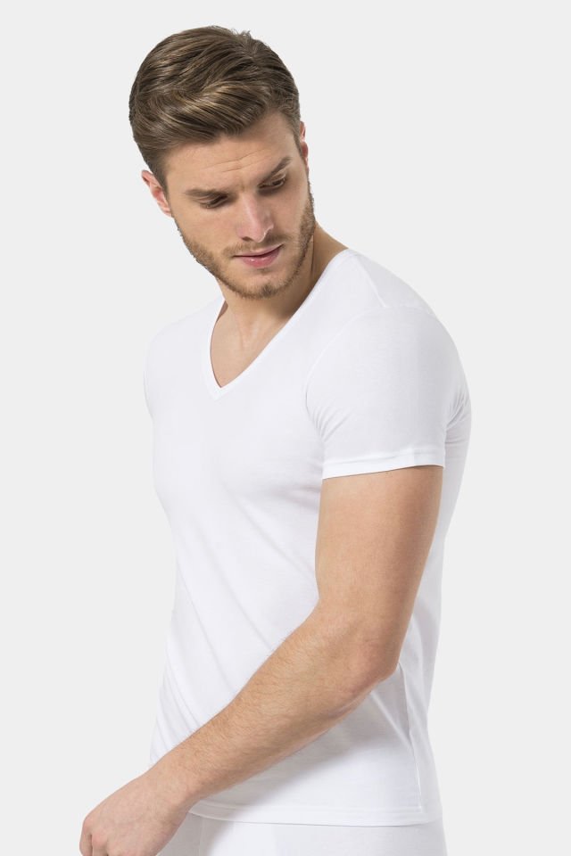 Türen Erkek V Yaka Likralı T-shirt