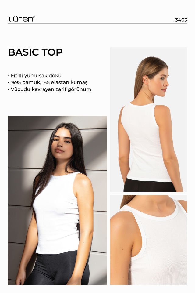 Kadın Halter Yaka Fitilli Atlet