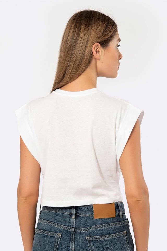 Türen Kadın Vatka Görünümlü Crop T-shirt