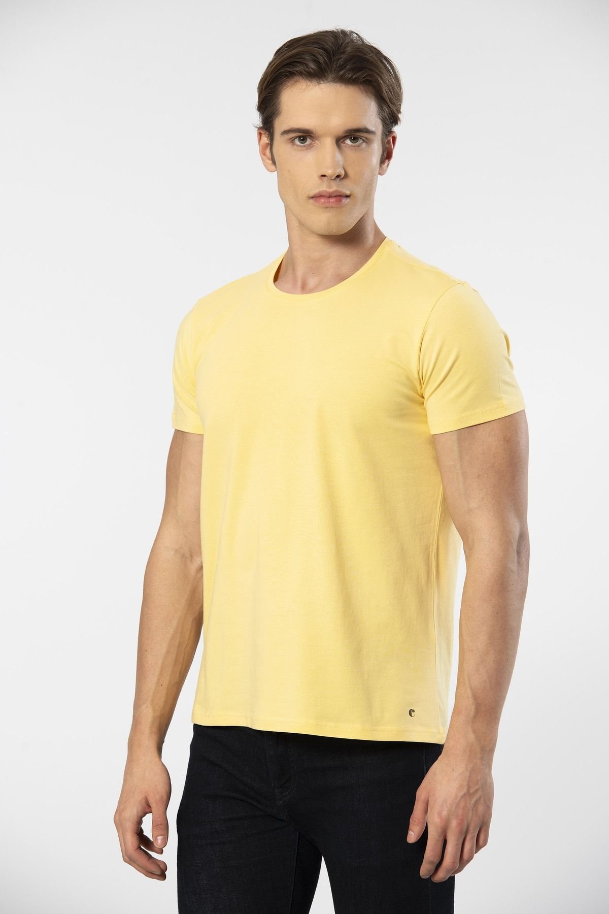 Cacharel Erkek Bisiklet Yaka Likralı T-shirt