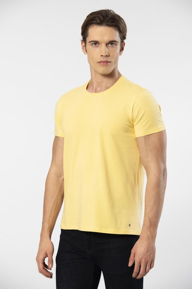 Cacharel Erkek Bisiklet Yaka Likralı T-shirt