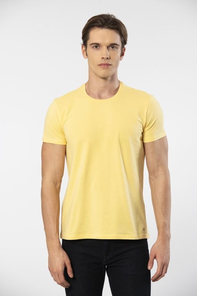 Cacharel Erkek Bisiklet Yaka Likralı T-shirt