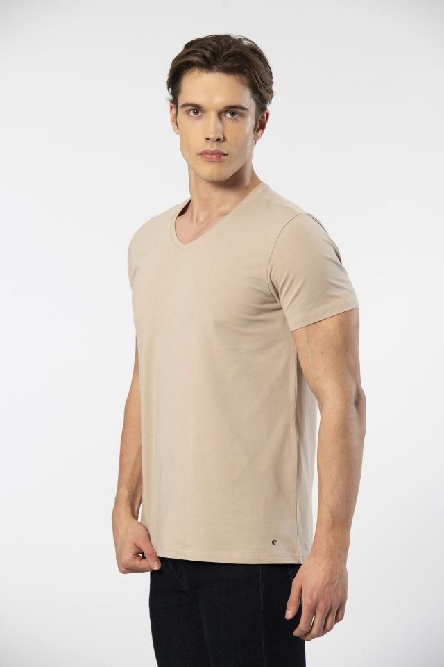 Cacharel Erkek V Yaka Likralı T-shirt