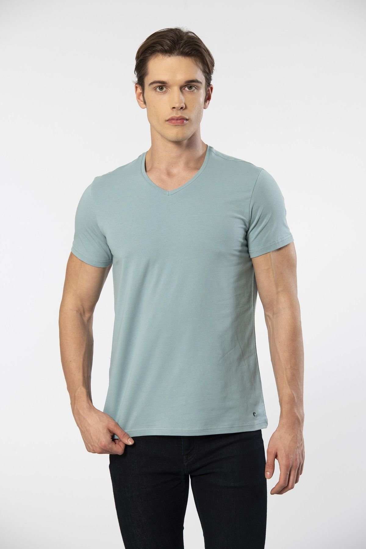 Cacharel Erkek V Yaka Likralı T-shirt