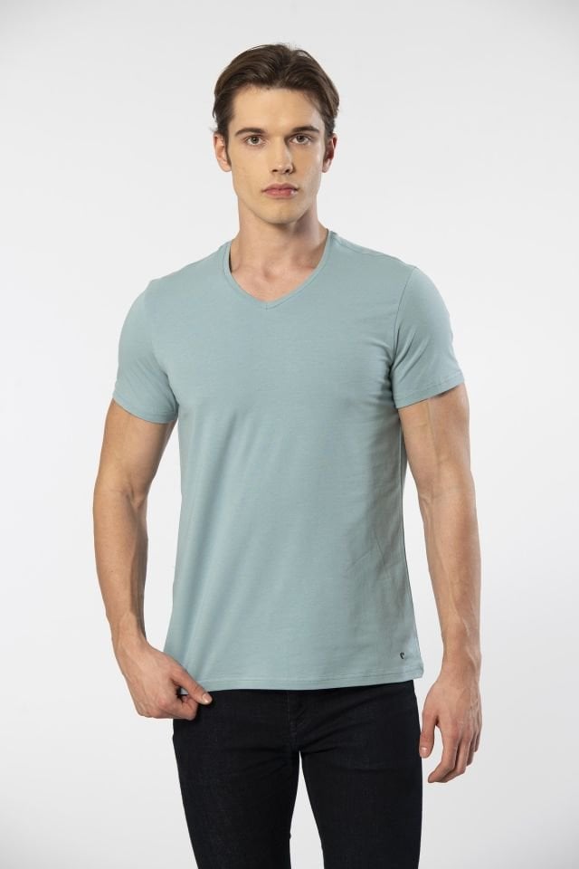 Cacharel Erkek V Yaka Likralı T-shirt