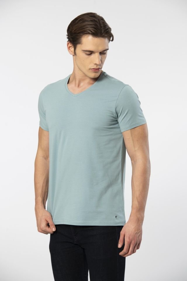 Cacharel Erkek V Yaka Likralı T-shirt