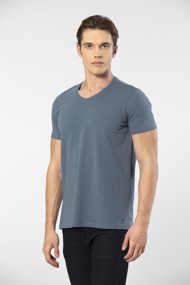 Cacharel Erkek V Yaka Likralı T-shirt