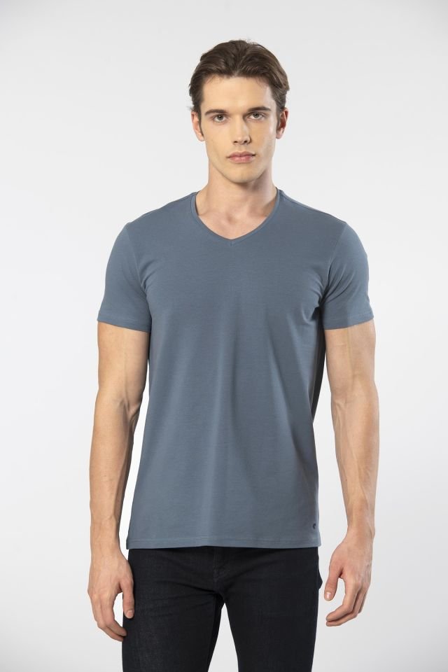 Cacharel Erkek V Yaka Likralı T-shirt