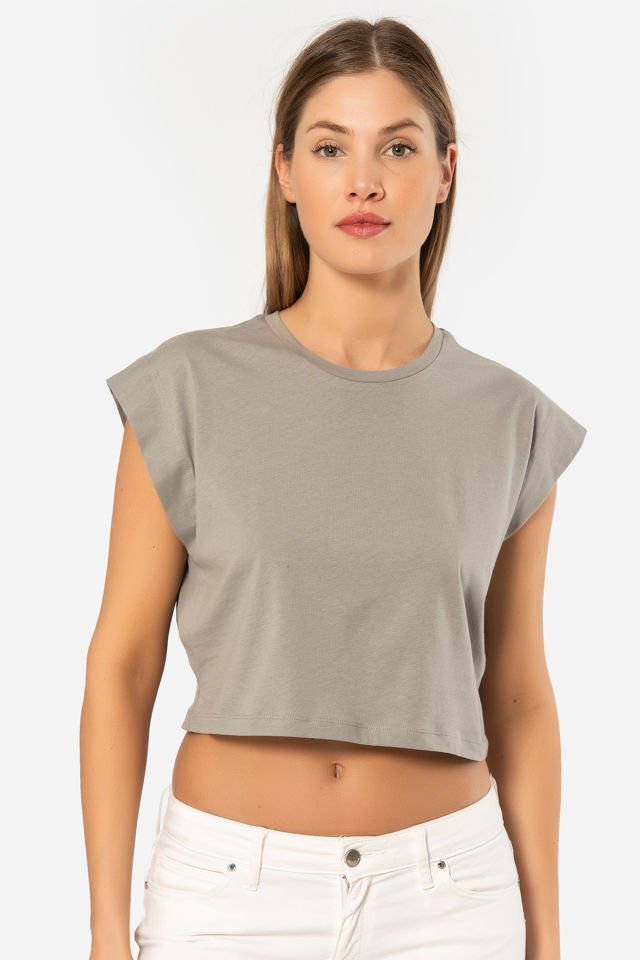 Türen Kadın Vatka Görünümlü Crop T-shirt