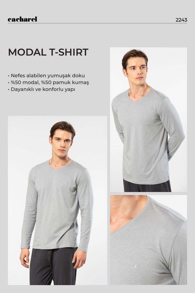 Cacharel Erkek Modal Pamuk V Yaka T-shirt