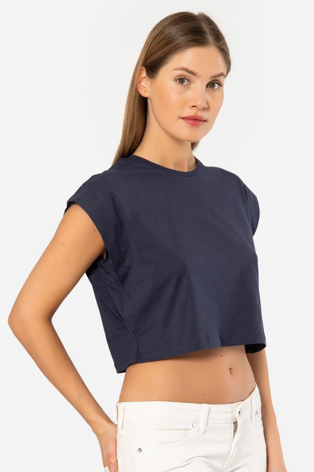 Türen Kadın Vatka Görünümlü Crop T-shirt