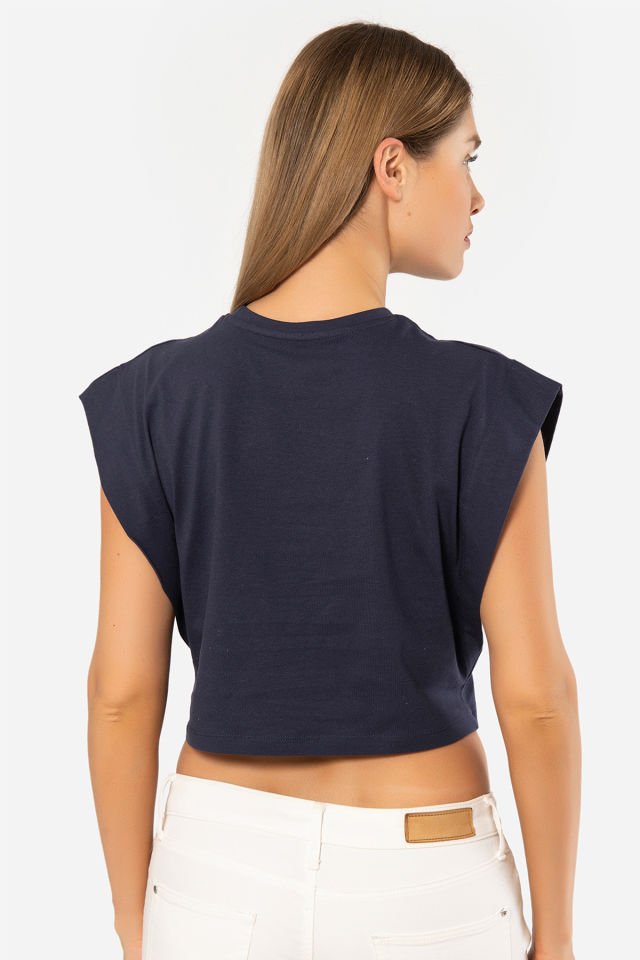 Türen Kadın Vatka Görünümlü Crop T-shirt