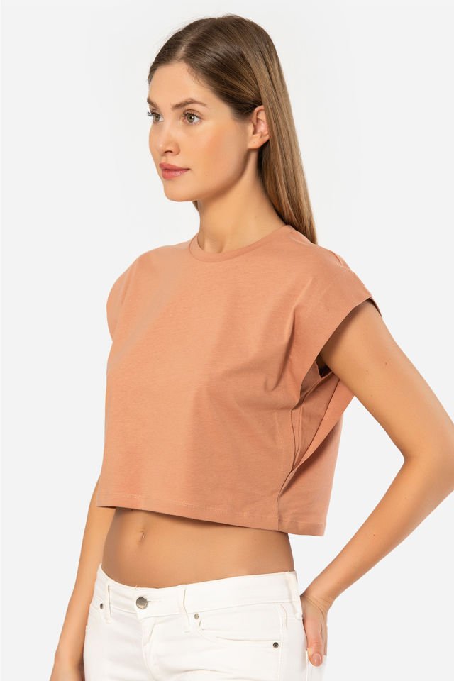 Türen Kadın Vatka Görünümlü Crop T-shirt