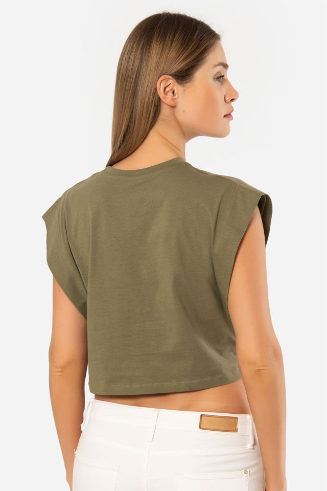 Türen Kadın Vatka Görünümlü Crop T-shirt