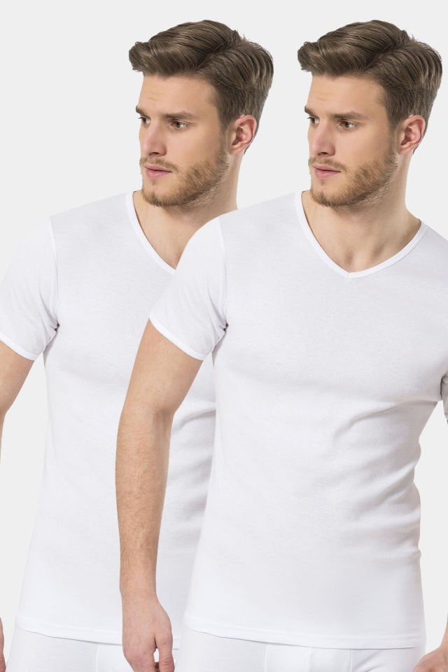 Türen Erkek Ribana V yaka Fanila (2\'li Paket)